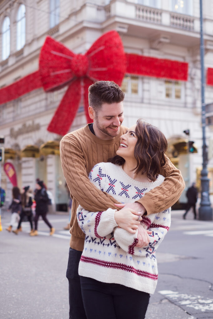 Couple photoshoot in Vienna during Christmas season